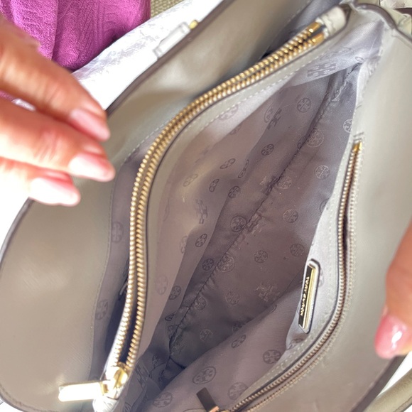 Tory Burch Gray Dome Satchel with Gold Hardware - Picture 6 of 7